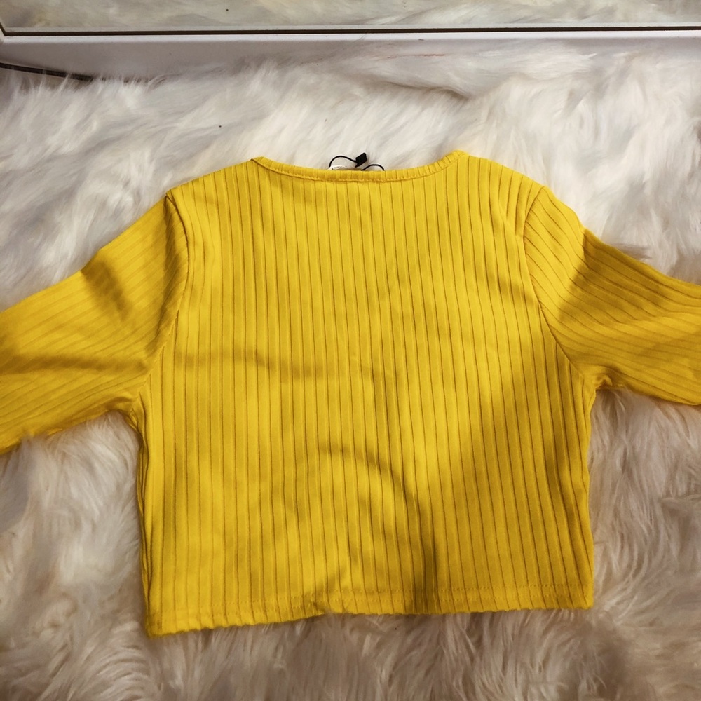 Yellow Ribbed Crop Top - Picture 2 of 4
